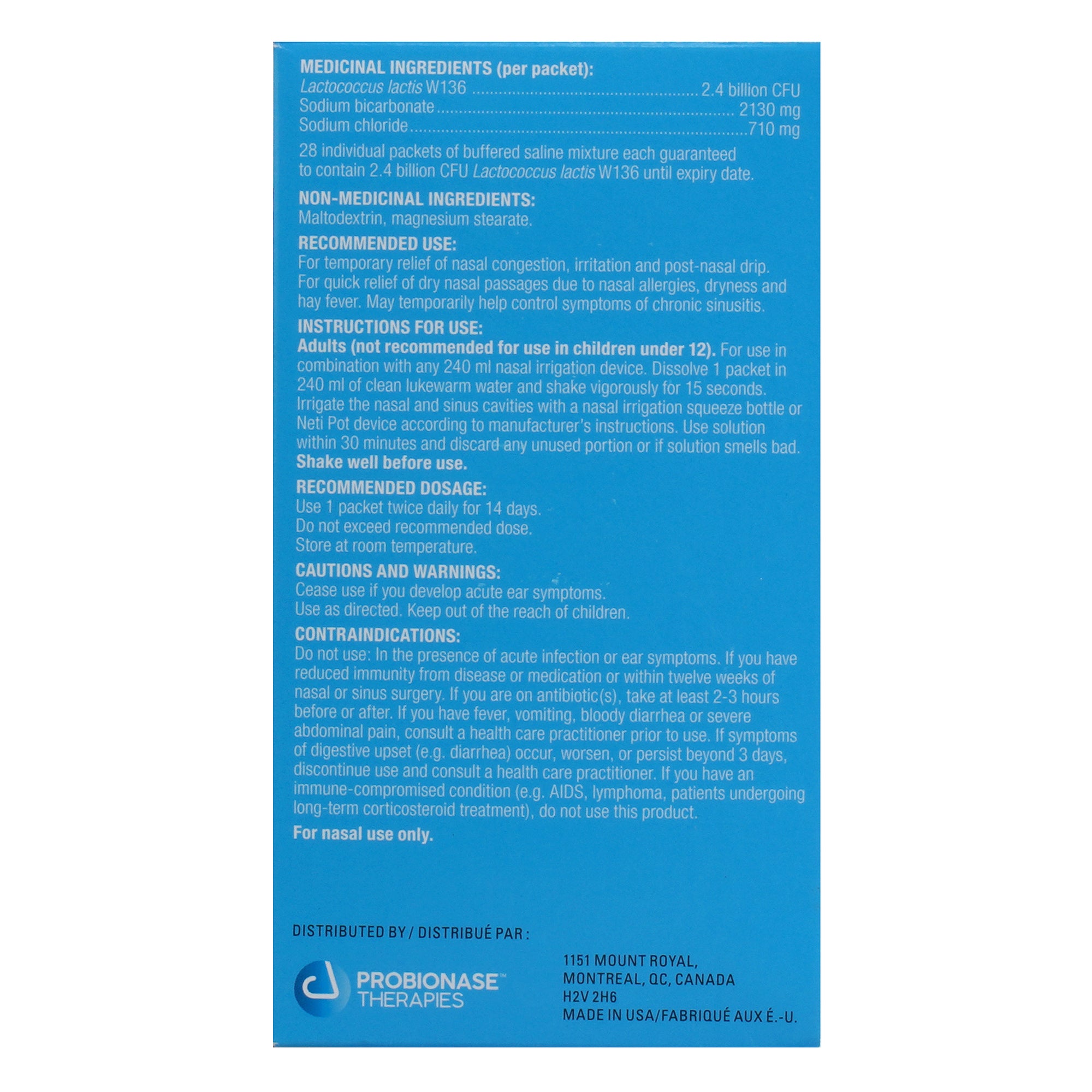 Probiorinse™ Solution d’irrigation du nez et des sinus avec probiotiques