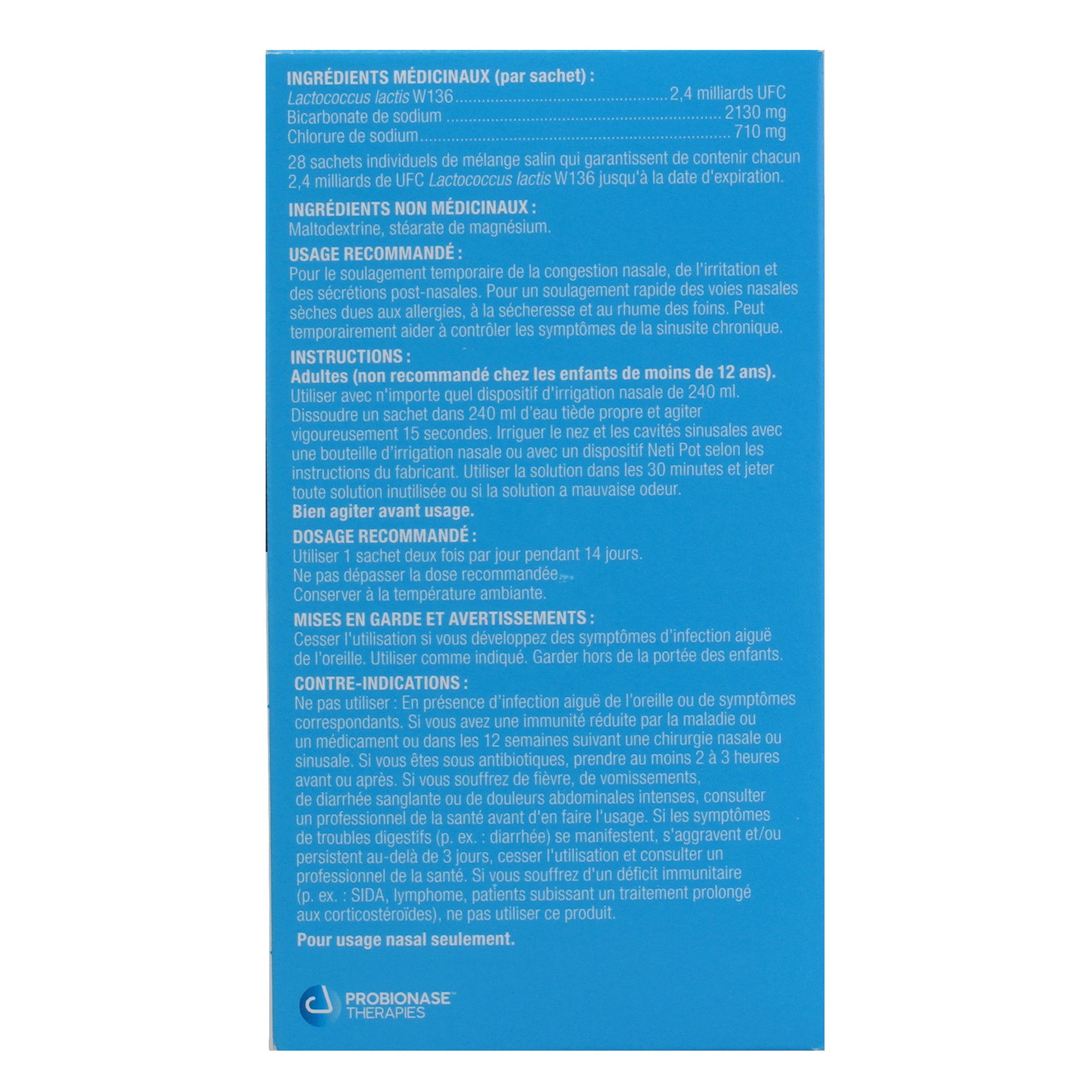 Probiorinse™ Solution d’irrigation du nez et des sinus avec probiotiques
